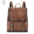 Johnature 2021 New Vintage Genuine Leather High Quality Men Backpack Travel Bag Large Capacity Solid