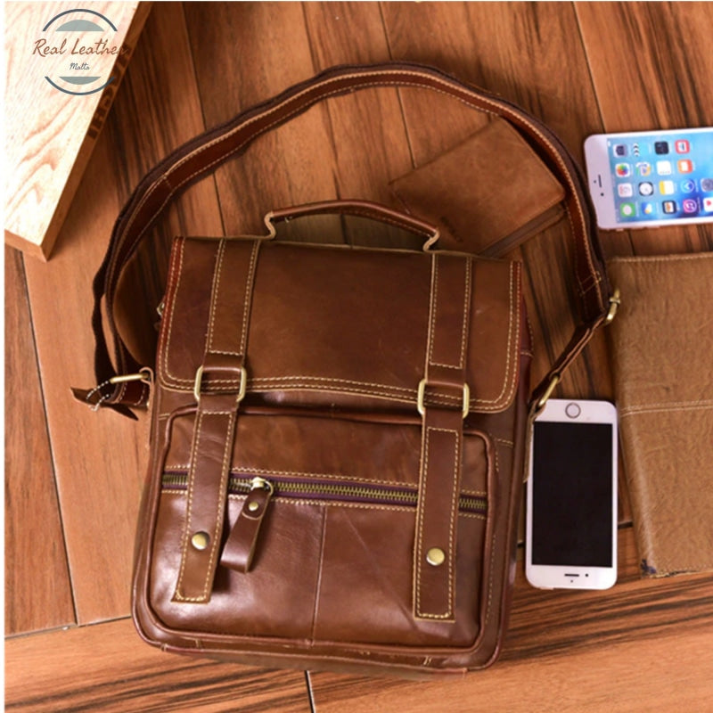 Genuine Leather Retro Casual Messenger Bag