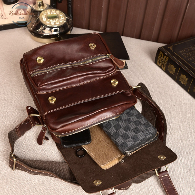 Genuine Leather Retro Casual Messenger Bag