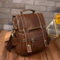 Genuine Leather Retro Casual Messenger Bag Brown