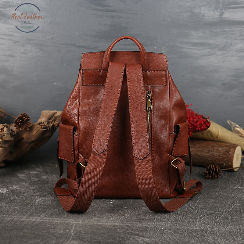 Genuine Leather Retro Ladies Backpack