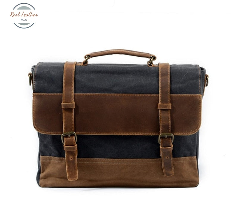 Genuine Leather Retro Messenger Bag Dark Grey Bags