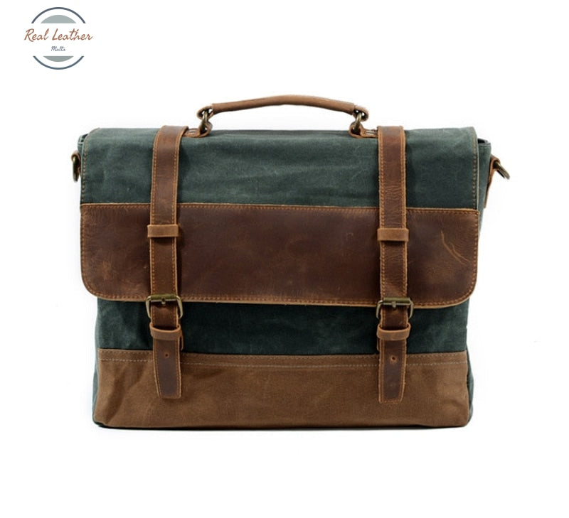 Genuine Leather Retro Messenger Bag Light Green Bags
