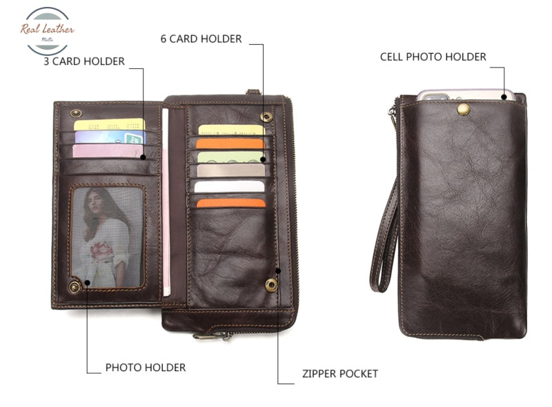 Genuine Leather Rfid Clutch Wallet