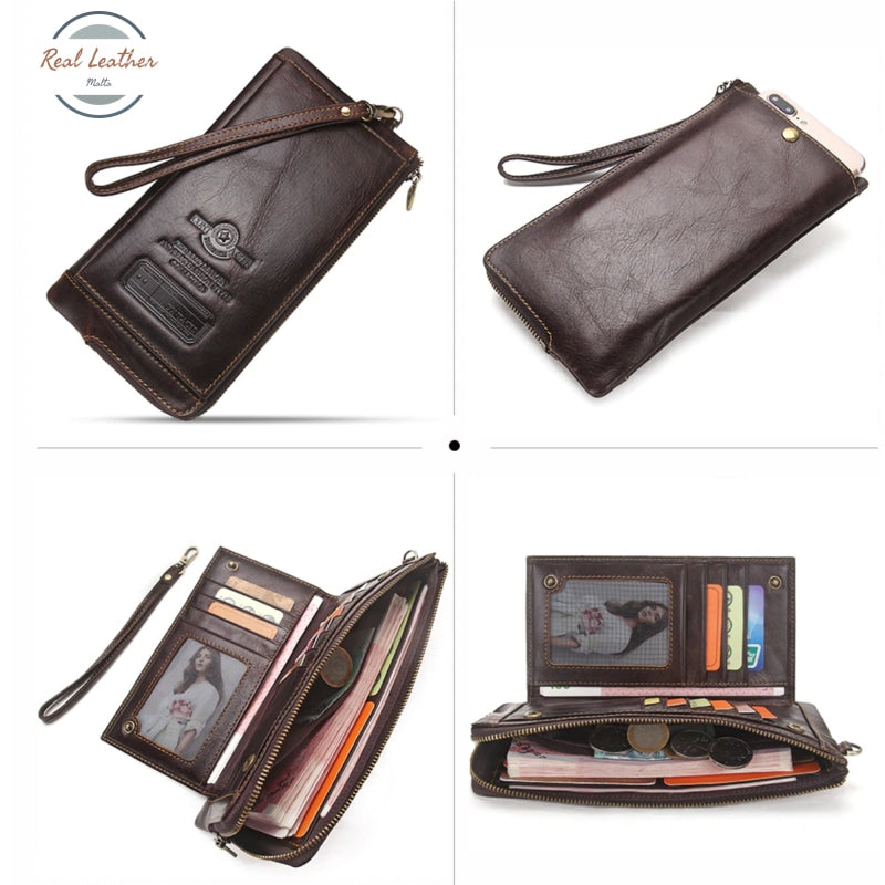 Genuine Leather Rfid Clutch Wallet