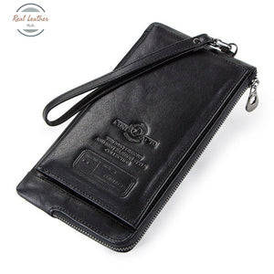 Genuine Leather Rfid Clutch Wallet Black