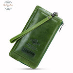 Genuine Leather Rfid Clutch Wallet Green