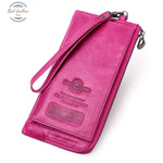 Genuine Leather Rfid Clutch Wallet Rose