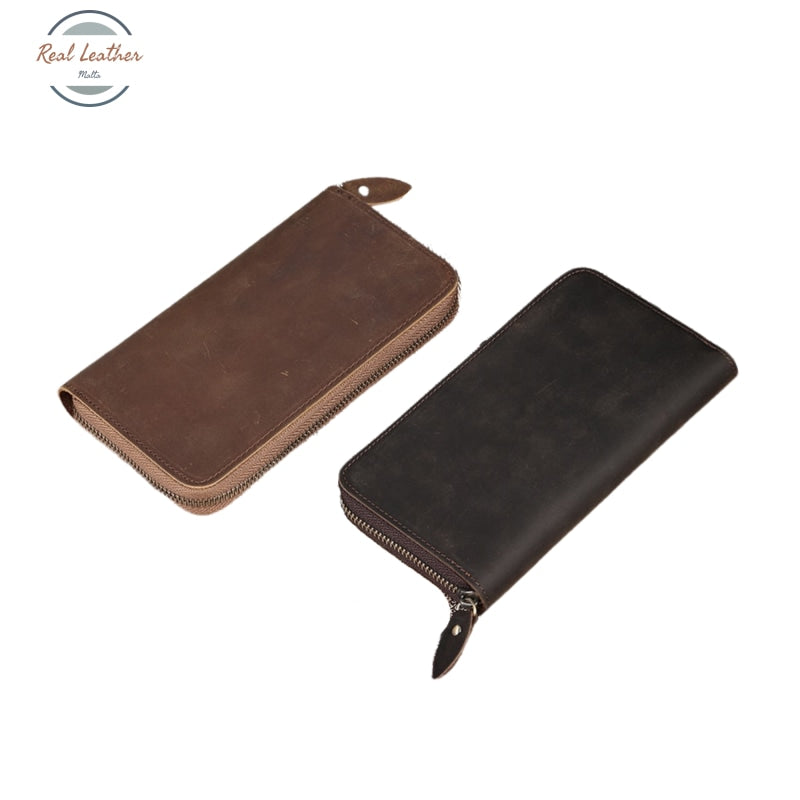 Genuine Leather Rfid Vintage Long Wallet