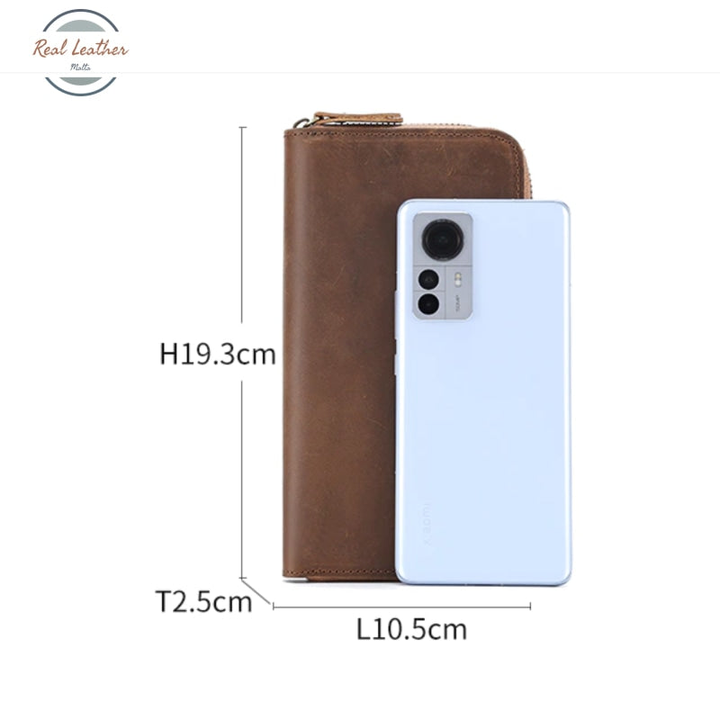 Genuine Leather Rfid Vintage Long Wallet