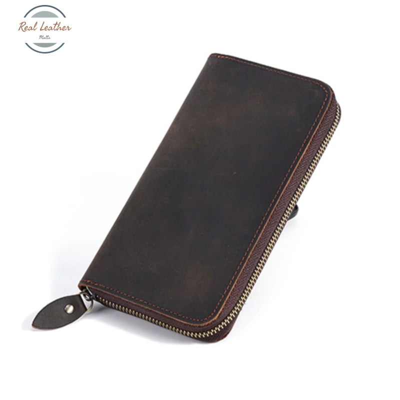 Genuine Leather Rfid Vintage Long Wallet