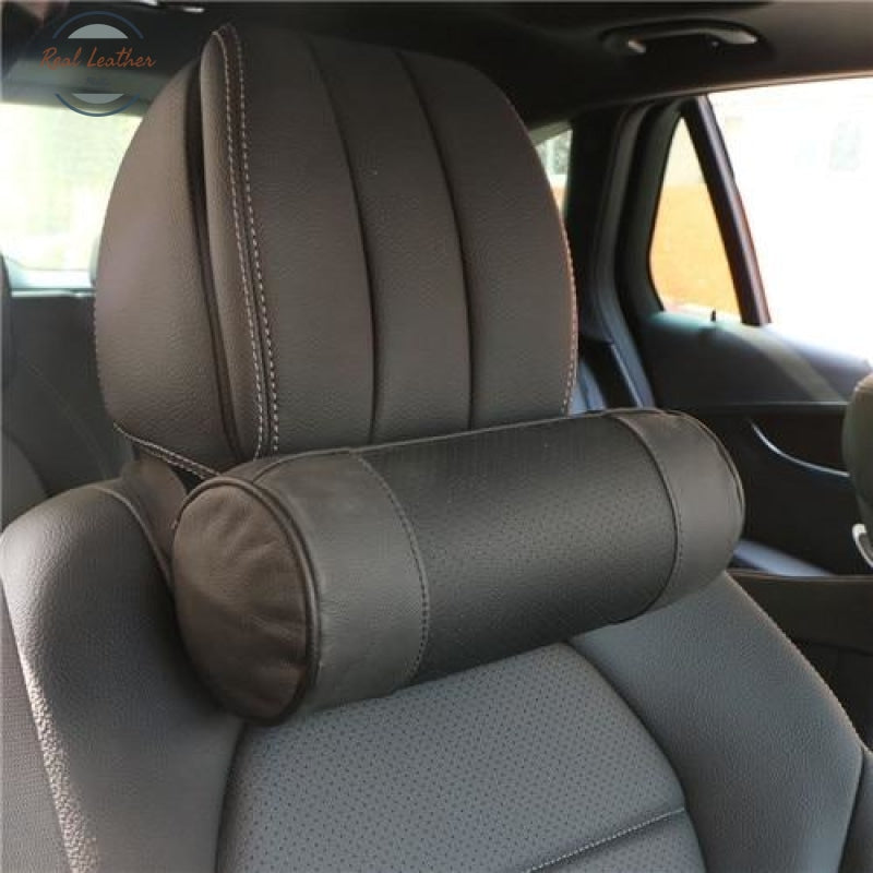 Genuine Leather Round Neck Pillow Black