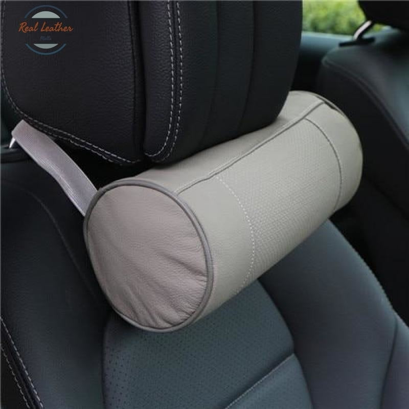 Genuine Leather Round Neck Pillow Grey