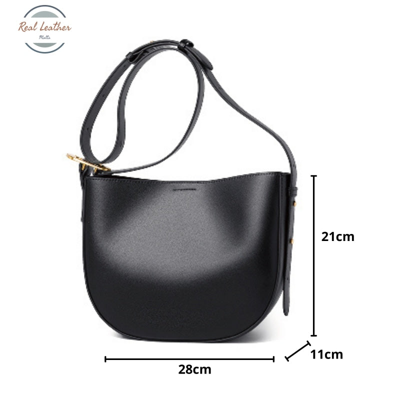 Genuine Leather Saddle Hobo Shoulder Bag