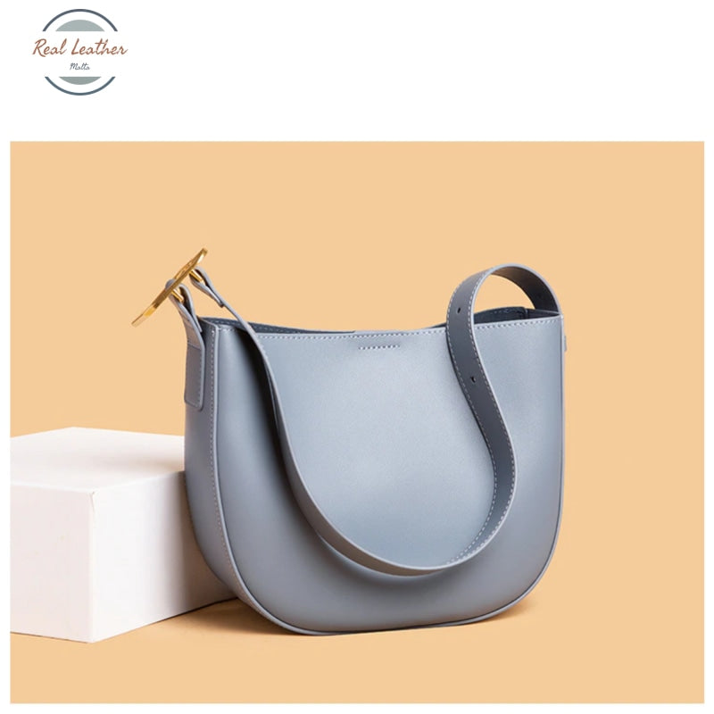 Genuine Leather Saddle Hobo Shoulder Bag