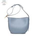 Genuine Leather Saddle Hobo Shoulder Bag Blue