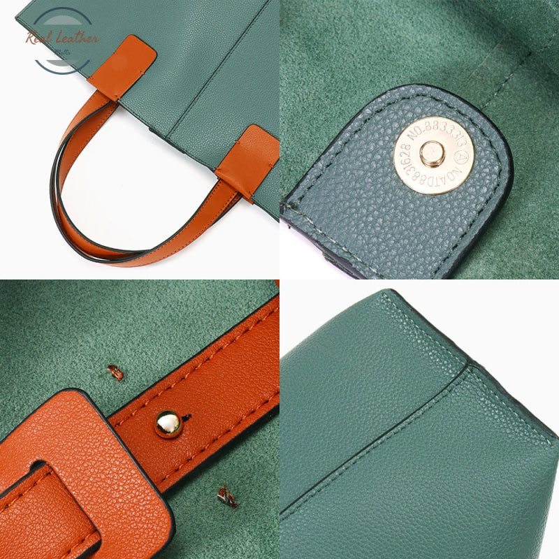 Genuine Leather Shopping Tote Bag