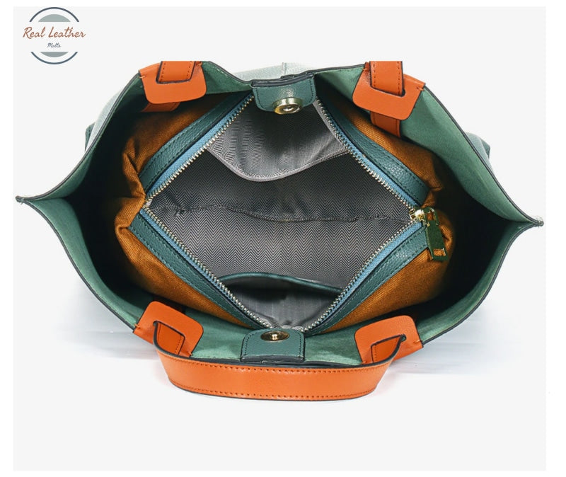 Genuine Leather Shopping Tote Bag
