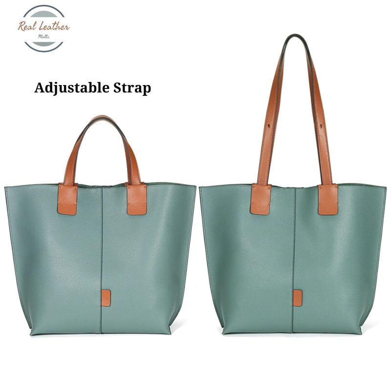 Genuine Leather Shopping Tote Bag