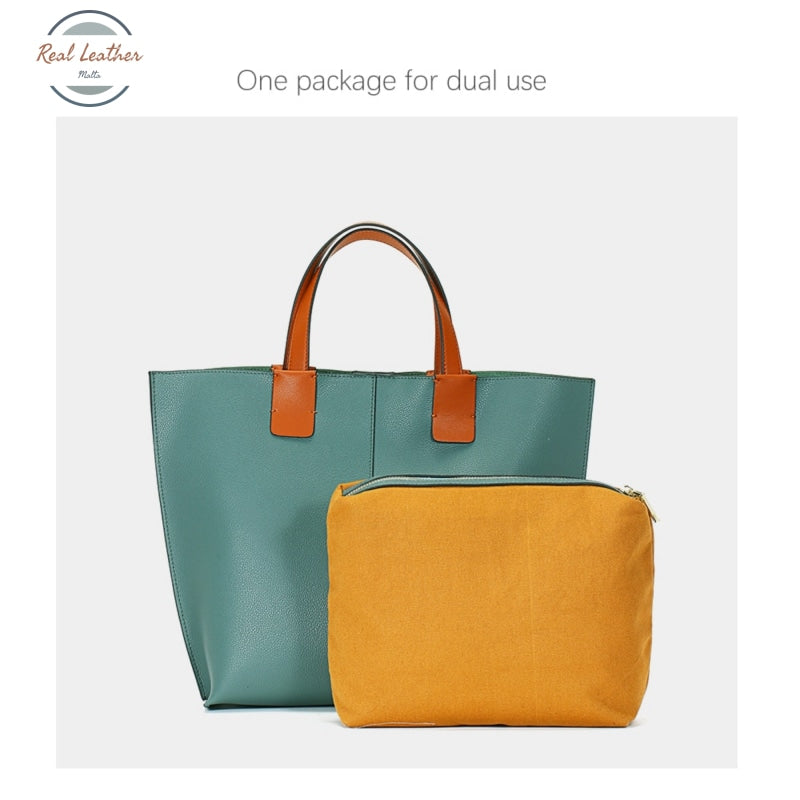 Genuine Leather Shopping Tote Bag
