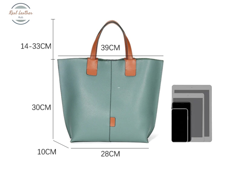 Genuine Leather Shopping Tote Bag