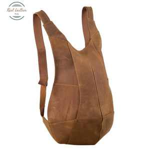 Genuine Leather Shoulder Back-Pack Pouch Brown Backpacks