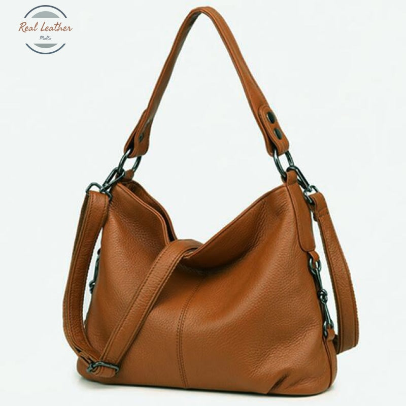 Genuine Leather Shoulder Bag Auburn
