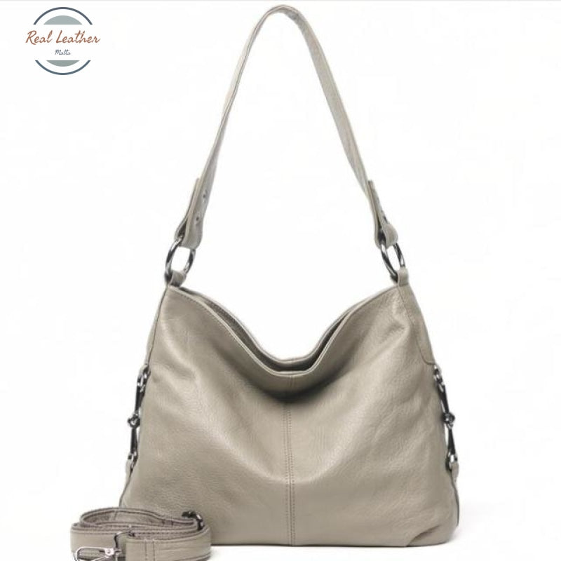 Genuine Leather Shoulder Bag Beige