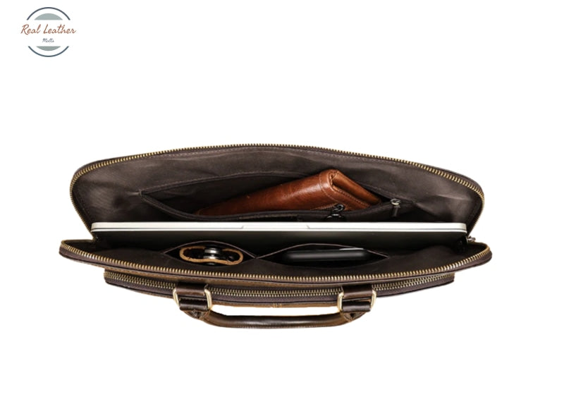 Genuine Leather Slim 15-Inch Briefcase / Laptop Bag