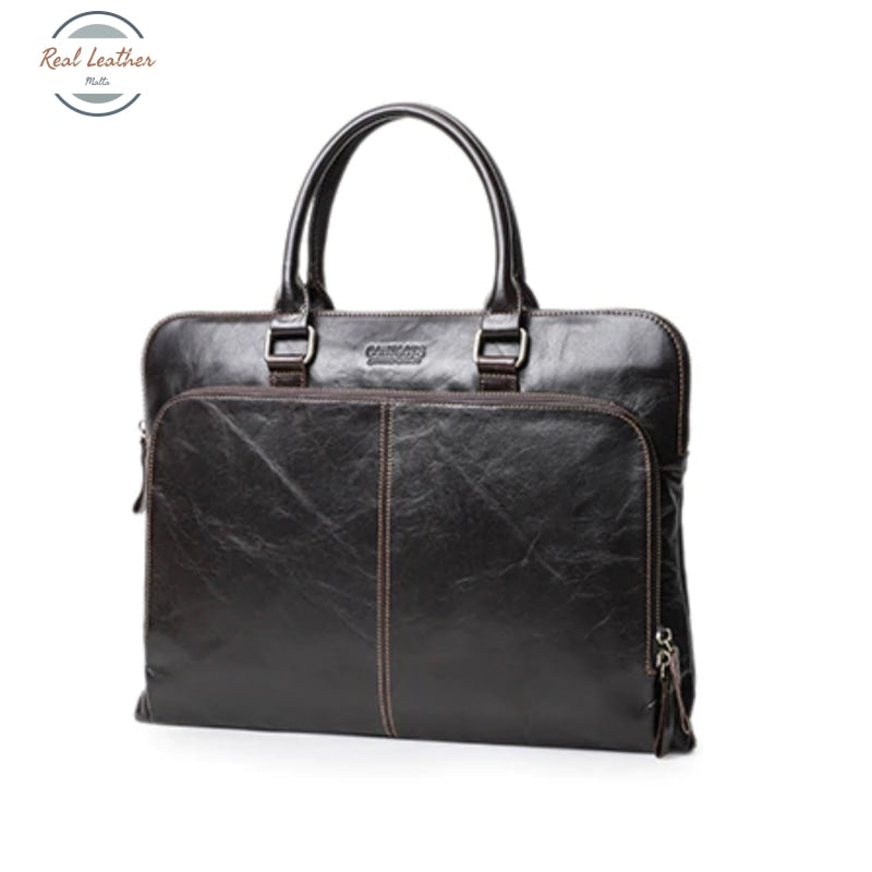 Genuine Leather Slim 15-Inch Briefcase / Laptop Bag