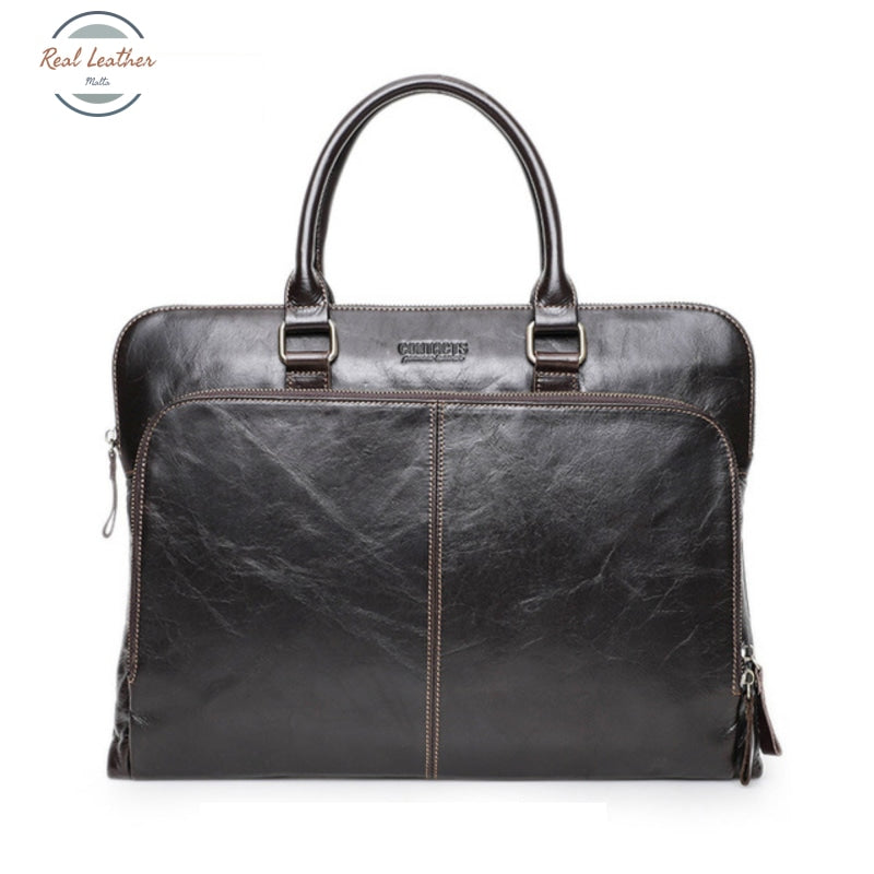 Genuine Leather Slim 15-Inch Briefcase / Laptop Bag