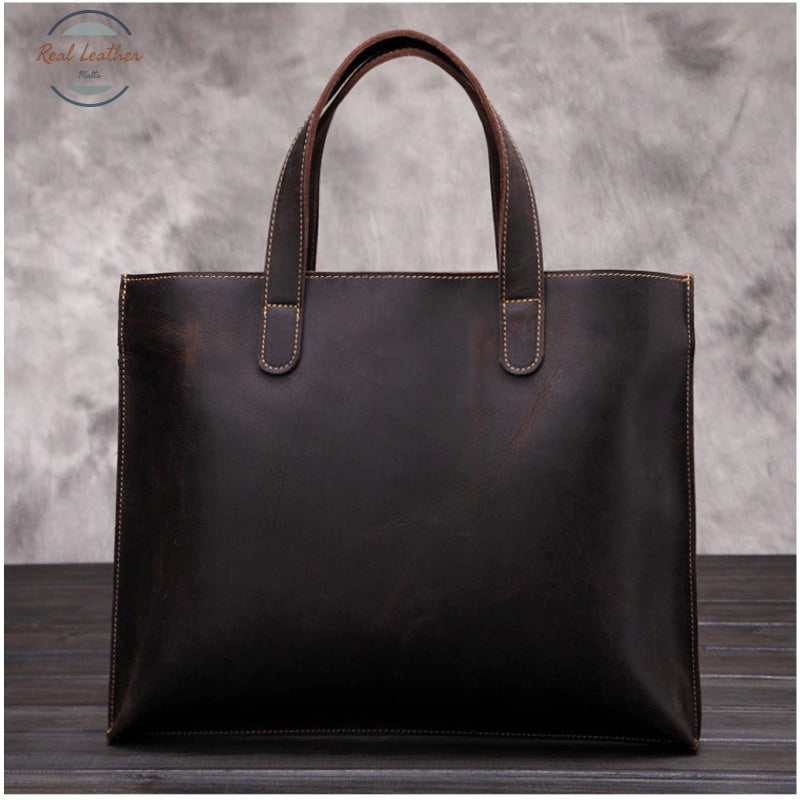 Genuine Leather Slim Briefcase Vintage Brown Briefcases