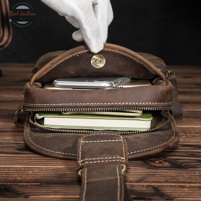 Genuine Leather Slim Casual Fanny Pack Chest Bag