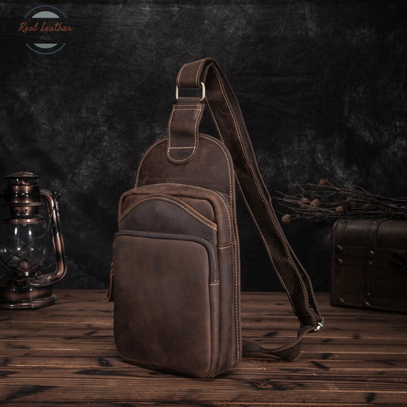 Genuine Leather Slim Casual Fanny Pack Chest Bag