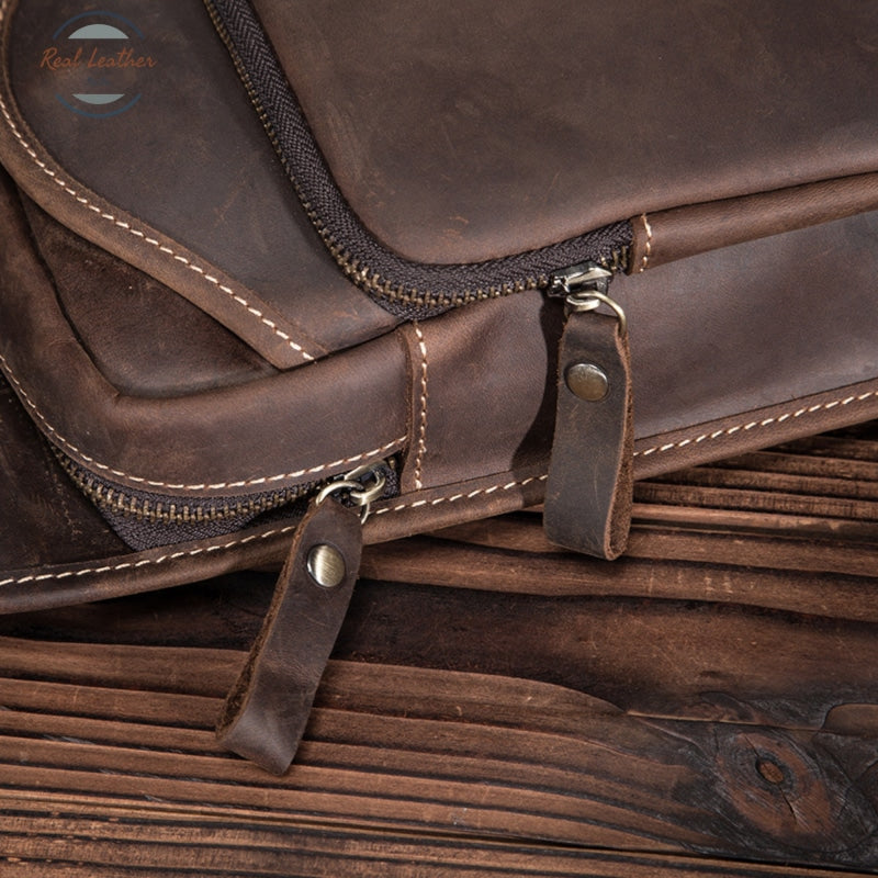 Genuine Leather Slim Casual Fanny Pack Chest Bag