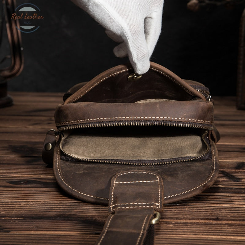 Genuine Leather Slim Casual Fanny Pack Chest Bag