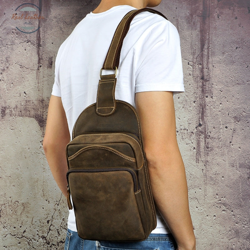 Genuine Leather Slim Casual Fanny Pack Chest Bag