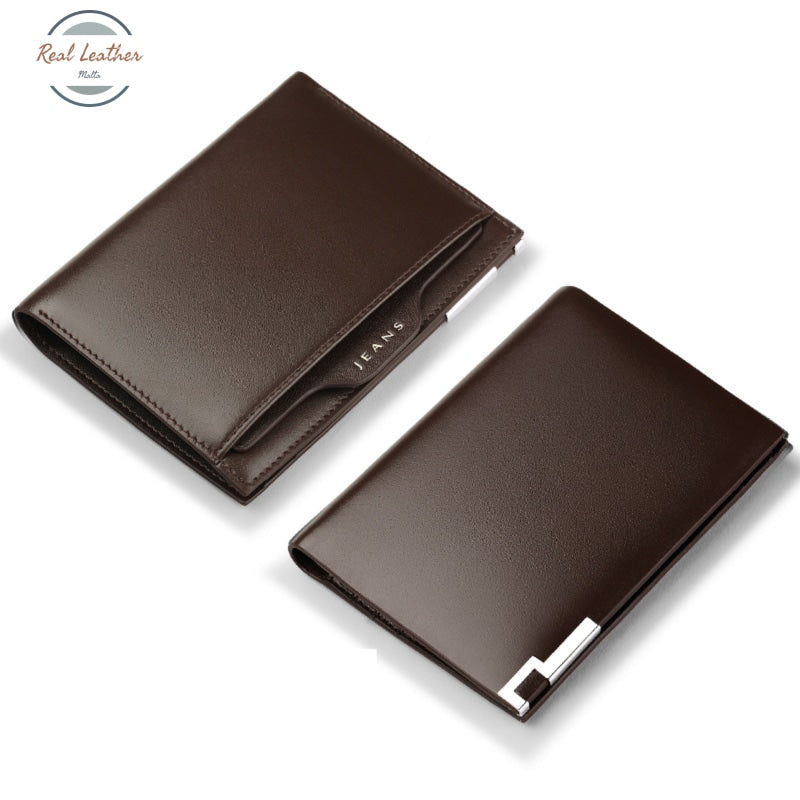 Genuine Leather Slim Multifunction Bi-Fold Wallet