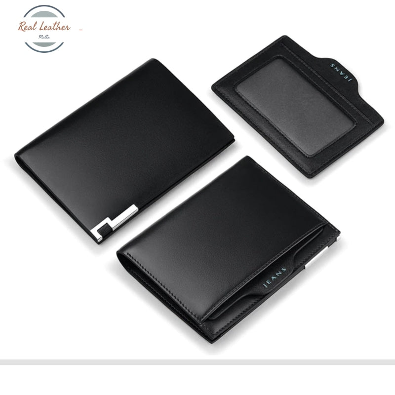 Genuine Leather Slim Multifunction Bi-Fold Wallet