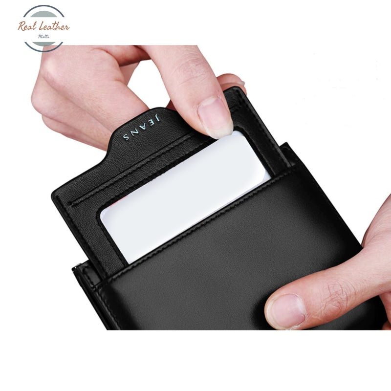 Genuine Leather Slim Multifunction Bi-Fold Wallet