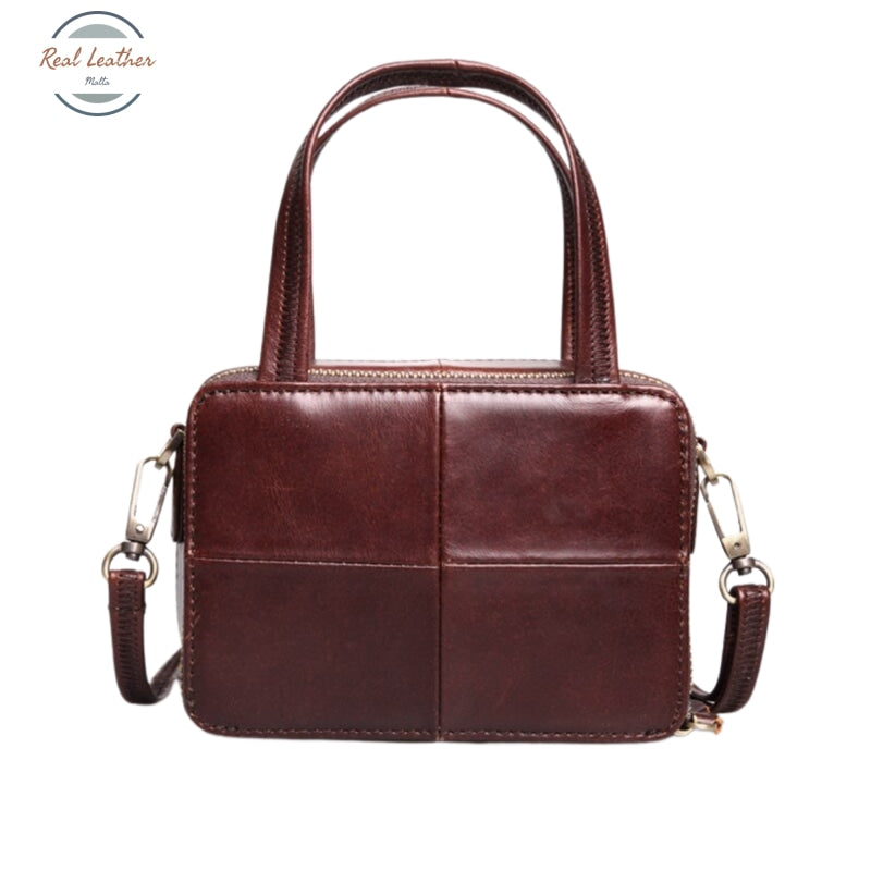 Genuine Leather Small Vintage Hasp Handbag Handbags