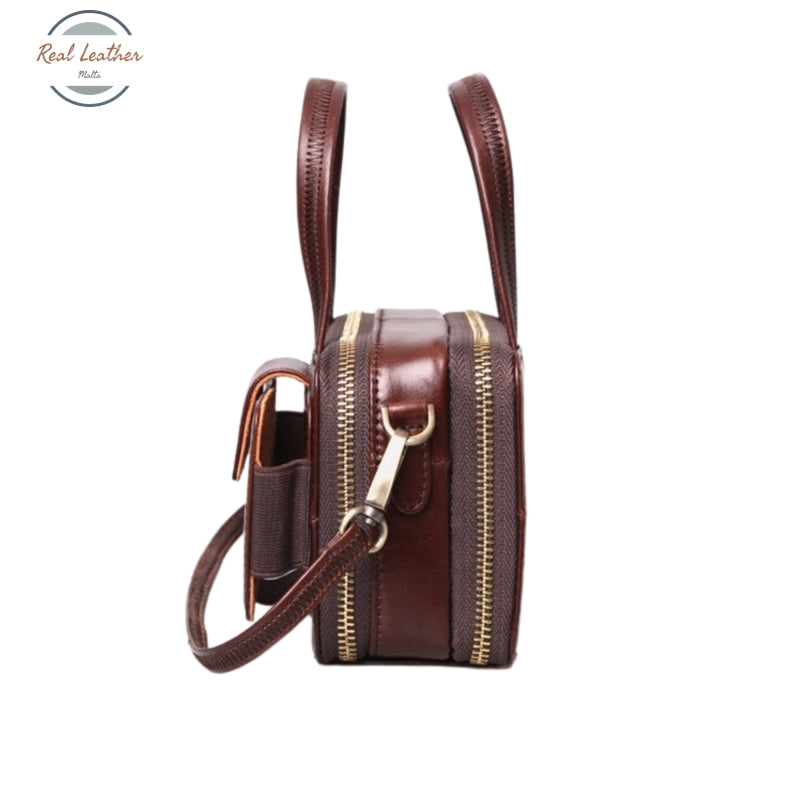 Genuine Leather Small Vintage Hasp Handbag Handbags