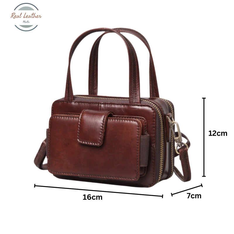 Genuine Leather Small Vintage Hasp Handbag Handbags