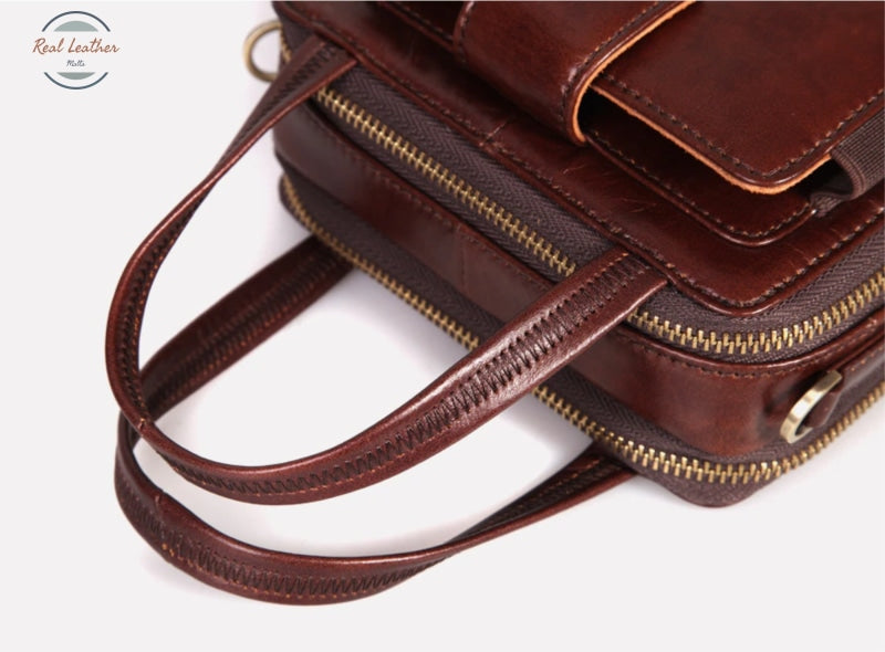 Genuine Leather Small Vintage Hasp Handbag Handbags