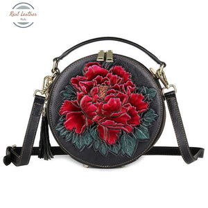 Genuine Leather Small Women Shoulder Bag Black