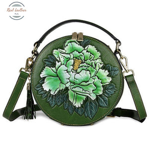 Genuine Leather Small Women Shoulder Bag Green