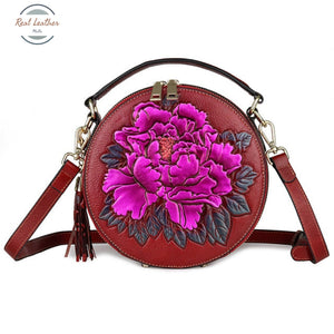 Genuine Leather Small Women Shoulder Bag Red