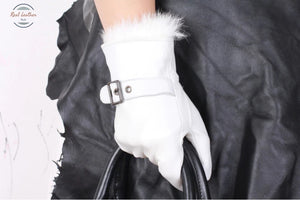 Genuine Leather Soft Fur Lining Womens Gloves