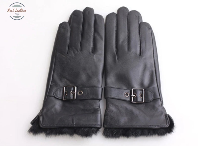 Genuine Leather Soft Fur Lining Womens Gloves