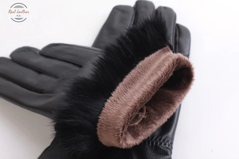 Genuine Leather Soft Fur Lining Womens Gloves